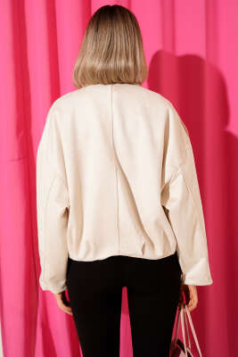 Gömlek Yaka Fermuarlı Süet Ceket Taş - Kadın Giyim Modelleri