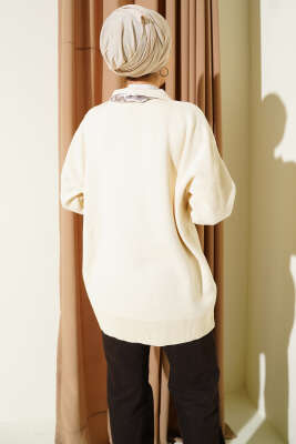 Gömlek Yaka Fularlı Triko Tunik Taş - Tunik