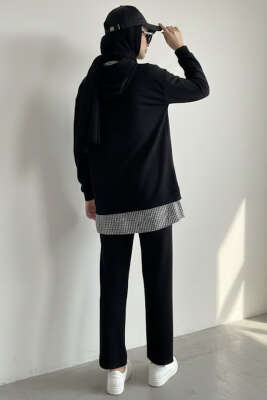 Gömlek Yaka Garnili İkili Takım Siyah - İkili Takım