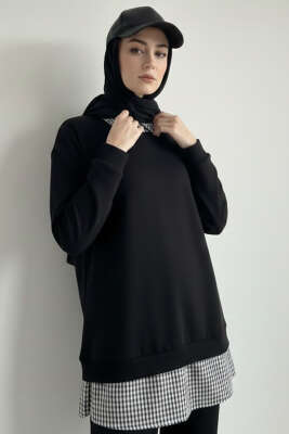 Gömlek Yaka Garnili İkili Takım Siyah - İkili Takım