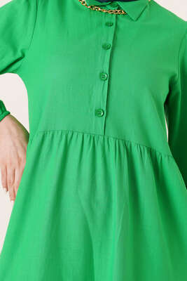Gömlek Yaka Kat Kat Elbise Yeşil - Thumbnail