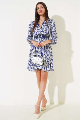 Gömlek Yaka Kemerli Midi Elbise Gri - Kadın Giyim Modelleri