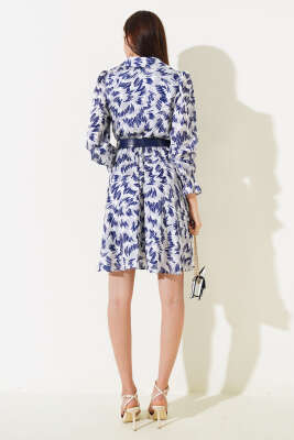 Gömlek Yaka Kemerli Midi Elbise Gri - Kadın Giyim Modelleri