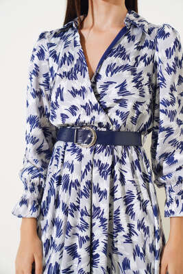 Gömlek Yaka Kemerli Midi Elbise Gri - Kadın Giyim Modelleri