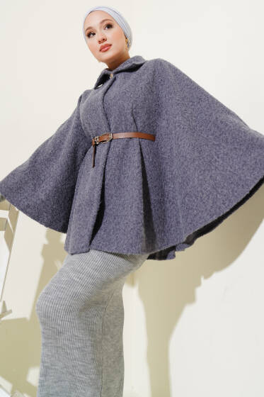 Gömlek Yaka Kemerli Panço Füme - Panço