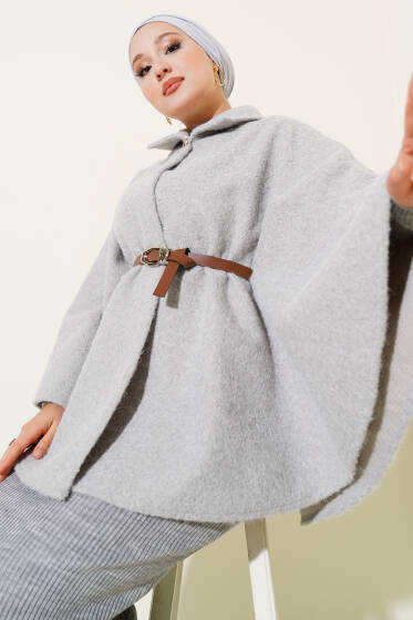 Gömlek Yaka Kemerli Panço Gri - Panço