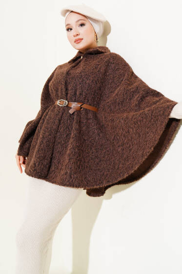 Gömlek Yaka Kemerli Panço Kahve - Panço