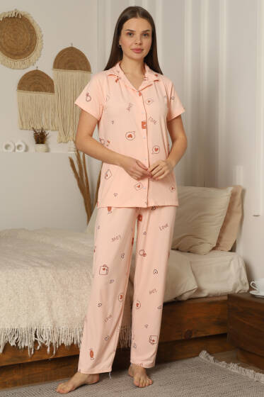 Gömlek Yaka Kısa Kol Pijama Takımı Yavru Ağzı - Pijama