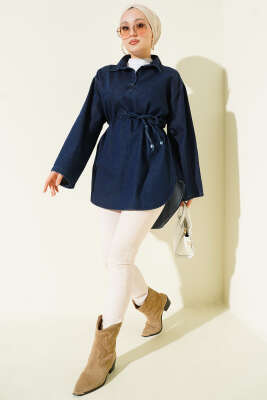 Gömlek Yaka Kot Tunik Lacivert - ASME