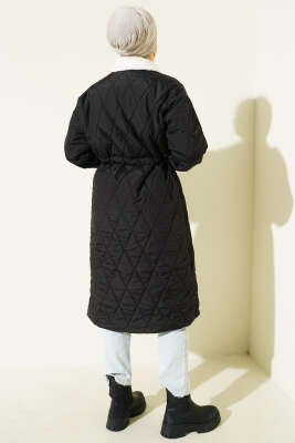 Gömlek Yaka Kürklü Kapitone Mont Siyah - Mont