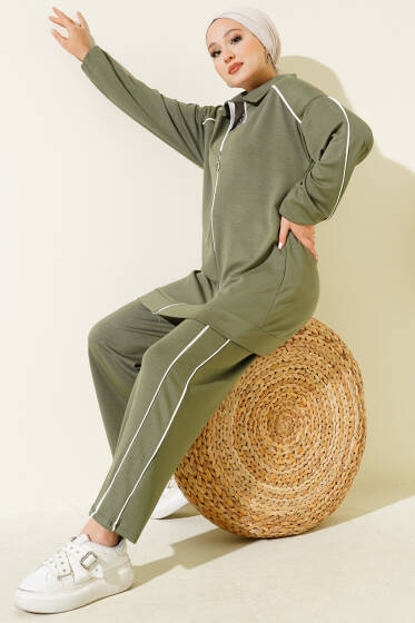 Gömlek Yaka Loyşa İkili Takım Haki - İkili Takım