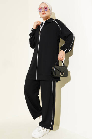 Gömlek Yaka Loyşa İkili Takım Siyah - İkili Takım