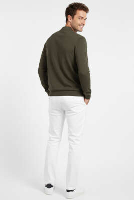 Gömlek Yaka Merserize Triko Erkek Kazak Haki - Erkek Kazak