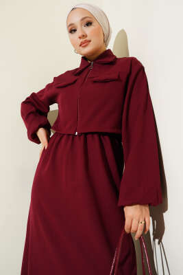 Gömlek Yaka Önü Fermuarlı Jile Takım Bordo - 700-1000 TL Ürünler