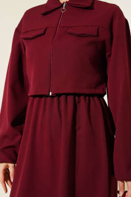 Gömlek Yaka Önü Fermuarlı Jile Takım Bordo - 700-1000 TL Ürünler