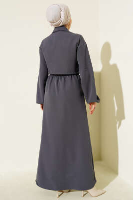 Gömlek Yaka Önü Fermuarlı Jile Takım Füme - İkili Takım