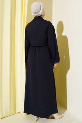 Gömlek Yaka Önü Fermuarlı Jile Takım Lacivert - İkili Takım