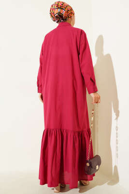 Gömlek Yaka Önü Pileli Elbise Lacivert Bordo - 500-700 TL Ürünler