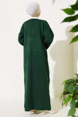 Gömlek Yaka Salaş Triko Elbise Zümrüt - Tesettür Elbise