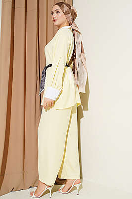 Gömlek Yaka Taşlı Salaş İkili Takım Sarı - İkili Takım