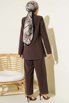 Gömlek Yaka Tek Cepli Takım Kahve - İkili Takım