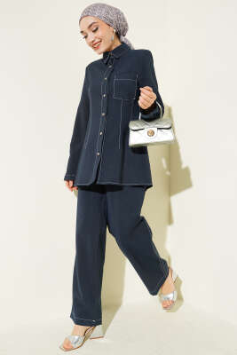 Gömlek Yaka Tek Cepli Takım Lacivert - ZAMANE (QSS)