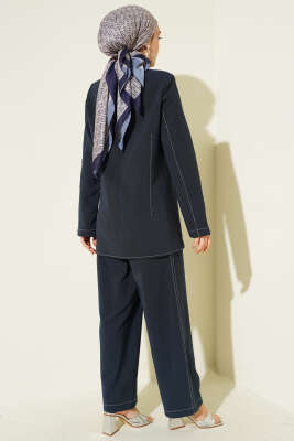 Gömlek Yaka Tek Cepli Takım Lacivert - İkili Takım