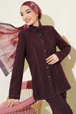 Gömlek Yaka Tek Cepli Takım Mürdüm - ZAMANE (QSS)