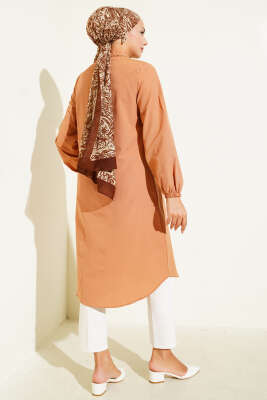 Gömlek Yaka Tek Cepli Uzun Gömlek Camel - 300-500 TL Ürünler