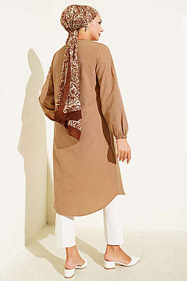 Gömlek Yaka Tek Cepli Uzun Gömlek Camel - 300-500 TL Ürünler