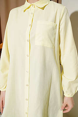 Gömlek Yaka Tek Cepli Uzun Gömlek Sarı - Gömlek