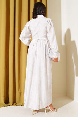 Gömlek Yaka Yandan Bağlamalı Elbise Taş - Tesettür Elbise