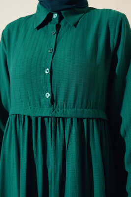 Gömlek Yaka Yarım Düğmeli Elbise Benetton - Tesettür Elbise