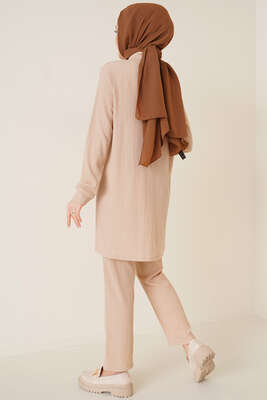 Gömlekli Bürümcük İkili Takım Bej - İKİLİ TAKIM