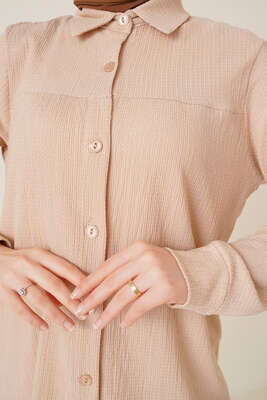 Gömlekli Bürümcük İkili Takım Bej - İKİLİ TAKIM