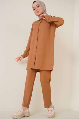 Gömlekli Bürümcük İkili Takım Camel - NEVA MODA