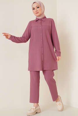 Gömlekli Bürümcük İkili Takım Gül Kurusu 