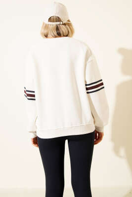 Grand Nakışlı Sweatshirt Ekru - Kadın Giyim Modelleri