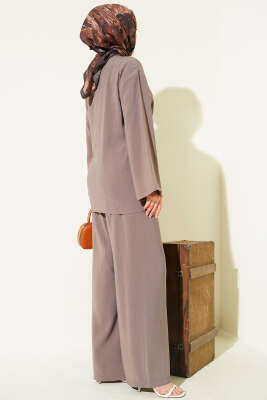 Gül Aksesuarlı Bağlamalı İkili Takım Vizon - İkili Takım