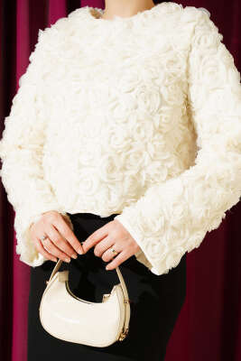 Gül Bluzlu Etekli İkili Takım Ekru - İkili Takım