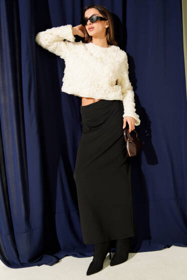 Gül Bluzlu Etekli İkili Takım Ekru - Kadın Giyim Modelleri