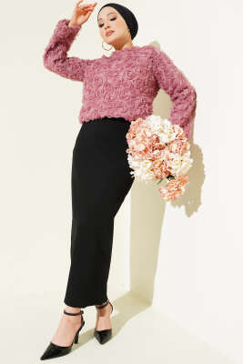 Gül Bluzlu Etekli İkili Takım Gül Kurusu - NESSİA