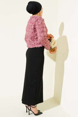 Gül Bluzlu Etekli İkili Takım Gül Kurusu - İkili Takım