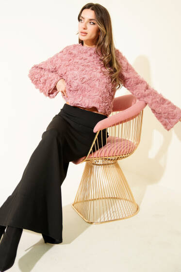 Gül Bluzlu Etekli İkili Takım Gül Kurusu - Kadın Giyim Modelleri