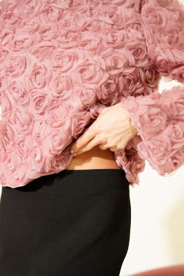 Gül Bluzlu Etekli İkili Takım Gül Kurusu - Kadın Giyim Modelleri