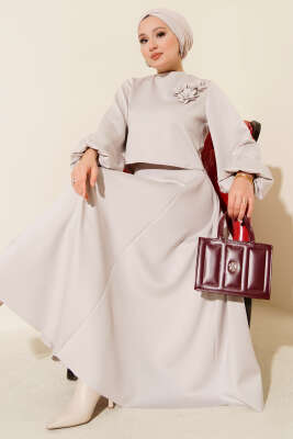 Gül İşlemeli Etekli İkili Takım Taş - İkili Takım