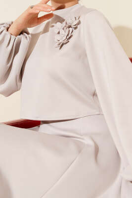 Gül İşlemeli Etekli İkili Takım Taş - İkili Takım