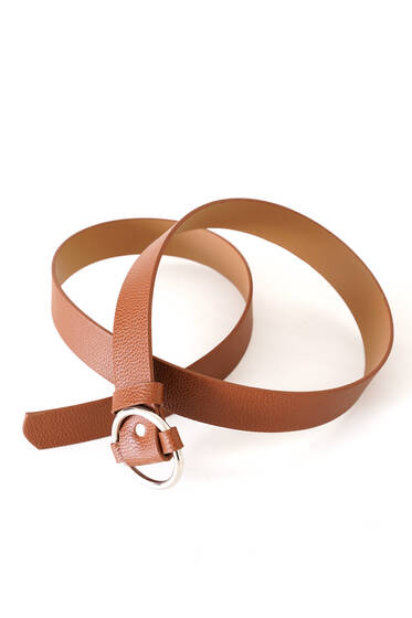 Gümüş Halka Tokalı Kemer Taba Gümüş - Deri Kemer