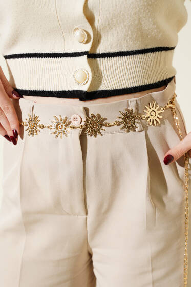 Güneş Figürlü Zincir Kemer Gold - Zincirli Kemer