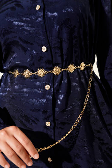 Güneş Sembollü Zincir Kemer Gold - Zincirli Kemer